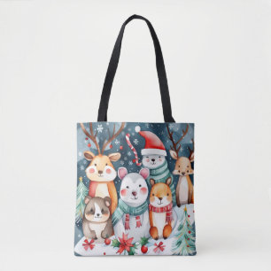 クリスマステーマクリスマスかわいい動物 トートバッグ