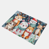 クリスマステーマクリスマスかわいい動物 ドアマット (アングル)