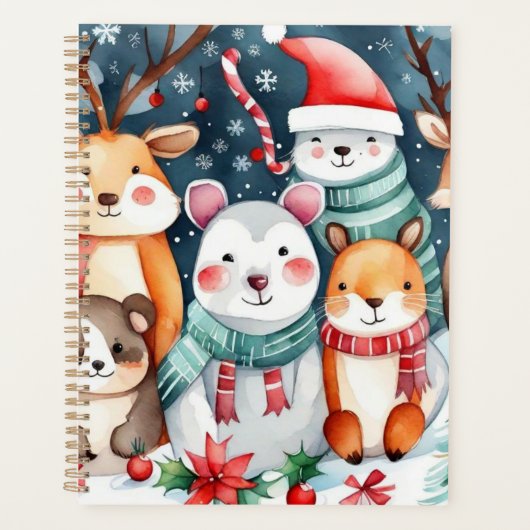 クリスマステーマクリスマスかわいい動物 プランナー手帳 (正面)