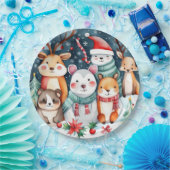 クリスマステーマクリスマスかわいい動物 ペーパープレート (パーティー)
