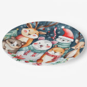 クリスマステーマクリスマスかわいい動物 ペーパープレート (アングル)
