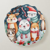 クリスマステーマクリスマスかわいい動物 ラウンドクッション (裏面)