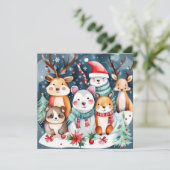 クリスマステーマクリスマスかわいい動物 招待状 (スタンド正面)