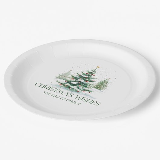 クリスマステーマクリスマスウィッシュレトロタイポグラフィ ペーパープレート (アングル)