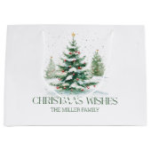 クリスマステーマクリスマスウィッシュレトロタイポグラフィ ラージペーパーバッグ (正面)