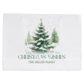 クリスマステーマクリスマスウィッシュレトロタイポグラフィ ラージペーパーバッグ (裏面)