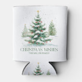 クリスマステーマクリスマスウィッシュレトロタイポグラフィ 缶クーラー (正面)