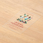 クリスマステーマクリスマスカクテルパーティーありがとう アクリル招待状 (レイダウン)