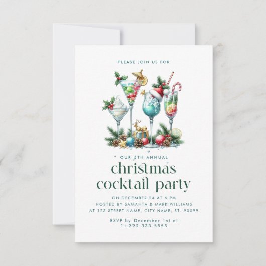 クリスマステーマクリスマスカクテルパーティー サンキューカード (正面)