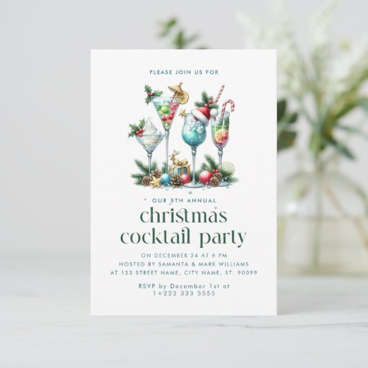 クリスマステーマクリスマスカクテルパーティー サンキューカード (スタンド正面)