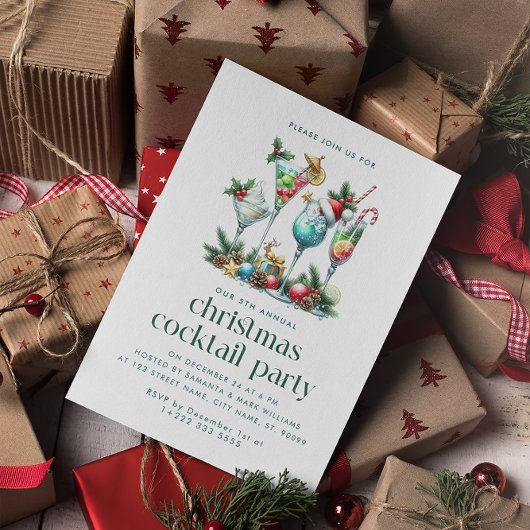 クリスマステーマクリスマスカクテルパーティー サンキューカード