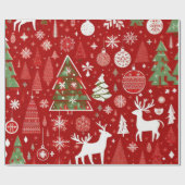クリスマステーマクリスマスツリースノーフレークギフトラベル ラッピングペーパー (フラット)