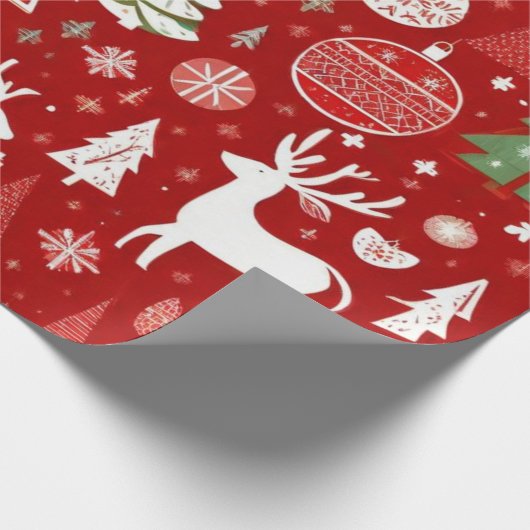 クリスマステーマクリスマスツリースノーフレークギフトラベル ラッピングペーパー (角)