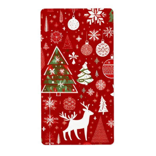 クリスマステーマクリスマスツリースノーフレークギフトラベル ラベル (正面)