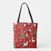 クリスマステーマクリスマスツリースノーフレーク トートバッグ (裏面)