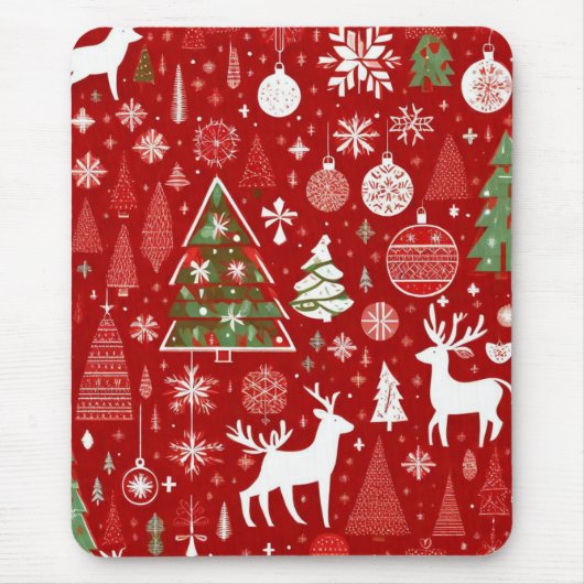 クリスマステーマクリスマスツリースノーフレーク マウスパッド (正面)