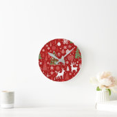 クリスマステーマクリスマスツリースノーフレーク ラウンド壁時計 (ホーム)