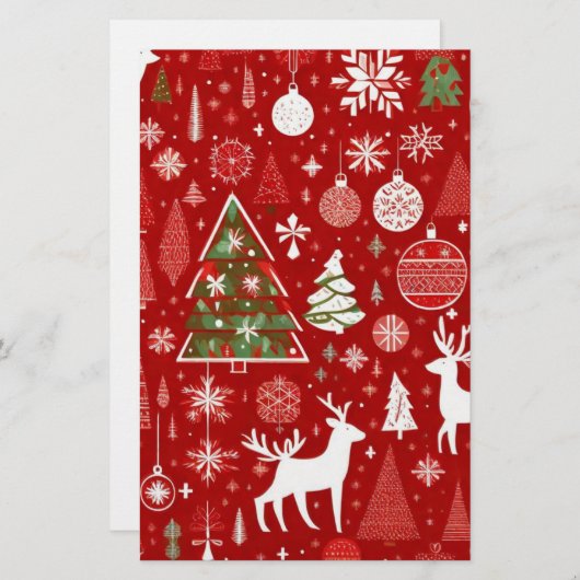 クリスマステーマクリスマスツリースノーフレーク 便箋 (正面/裏面)