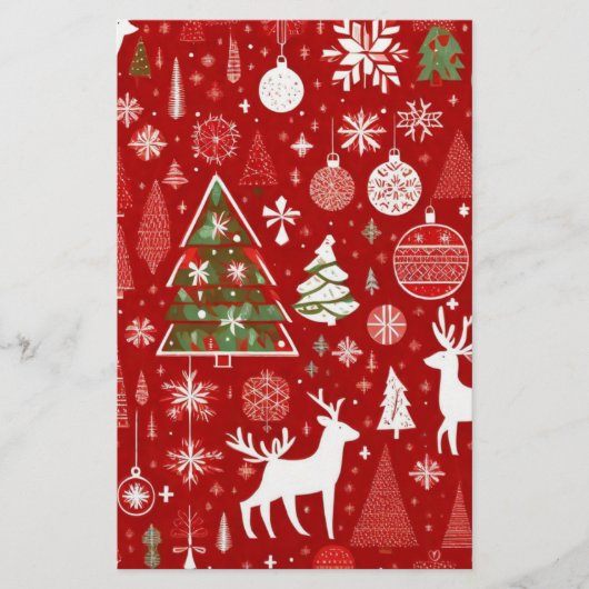 クリスマステーマクリスマスツリースノーフレーク 便箋 (正面)