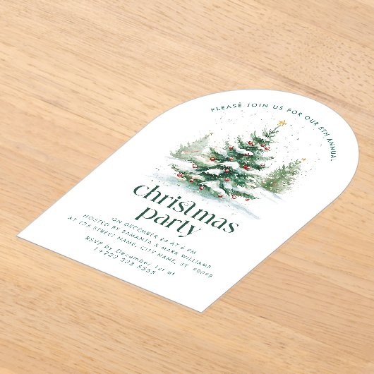 クリスマステーマクリスマスツリーパーティー アクリル招待状 (レイダウン)