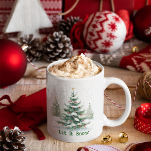 クリスマステーマクリスマスツリーレット雪 コーヒーマグカップ