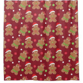 クリスマステーマジンジャーブレッドマン シャワーカーテン (正面)