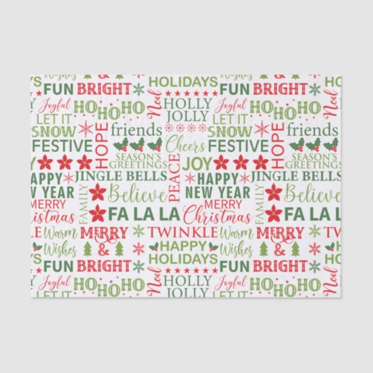 クリスマステーマタイポグラフィパターン 薄葉紙 (正面)
