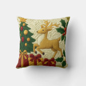 クリスマステーマツリートナカイのギフトキルテッドルック クッション (裏面)