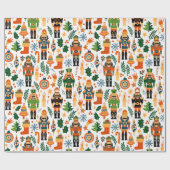 クリスマステーマパターンカラフルくるみ割り ラッピングペーパー (フラット)