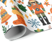 クリスマステーマパターンカラフルくるみ割り ラッピングペーパー (ロールコーナー)