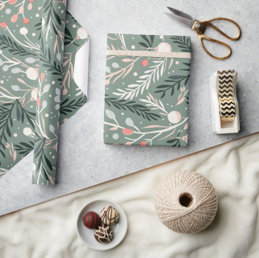 クリスマステーマパターン休日のシンボル ラッピングペーパー (クラフト)