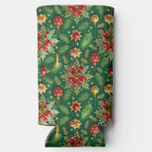 クリスマステーマフェスティバルカラフルパターン スリム缶クーラー (裏面)