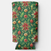 クリスマステーマフェスティバルカラフルパターン スリム缶クーラー (正面)