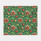 クリスマステーマフェスティバルカラフルパターン フリースブランケット (正面(横))