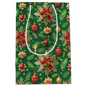 クリスマステーマフェスティバルカラフルパターン ミディアムペーパーバッグ (正面)