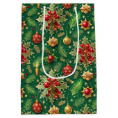 クリスマステーマフェスティバルカラフルパターン ミディアムペーパーバッグ (裏面)