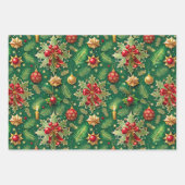 クリスマステーマフェスティバルカラフルパターン ラッピングペーパーシート (正面)