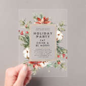 クリスマステーマフローラフレームホリデーパーティー アクリル招待状 (インサイチュ (ポータブル))