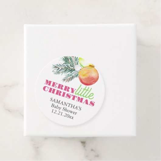 クリスマステーマベビーシャワーピンク&グリーンギフトラベル フェイバータグ (インサイチュ)