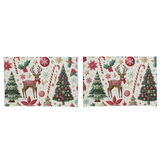 クリスマステーマペアのキングサイズ 枕カバー (フロントセット)