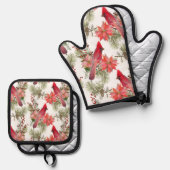 クリスマステーマポットホルダー 鍋つかみ&鍋敷きセット (正面/裏面)