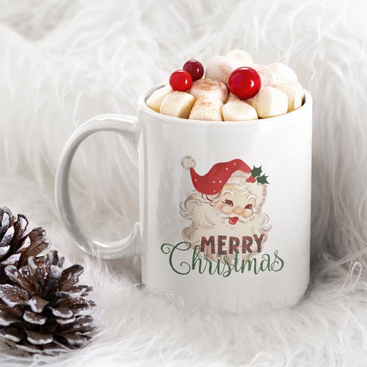 クリスマステーマヴィンテージサンタメリークリスマス ツートーンマグカップ