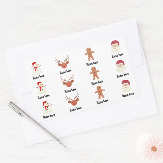 クリスマステーマ名前をカスタムする家族の友人の子供 長方形シール (封筒)