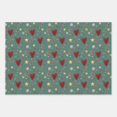 クリスマステーマ手描きシームレスパターン ラッピングペーパーシート (正面3)