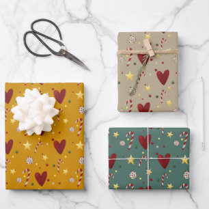 クリスマステーマ手描きシームレスパターン ラッピングペーパーシート