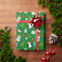 クリスマステーマ柄かわいい子の緑のギフトラップ
