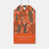 クリスマステーマ模様の緑の白い花 ギフトタグ (正面)