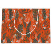 クリスマステーマ模様の緑の白い花 ラージペーパーバッグ (正面)