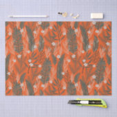 クリスマステーマ模様の緑の白い花 薄葉紙 (クラフト)