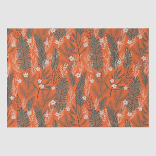 クリスマステーマ模様の緑の白い花 薄葉紙 (正面)